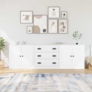 Komoda 3 kosi bel inženirski les