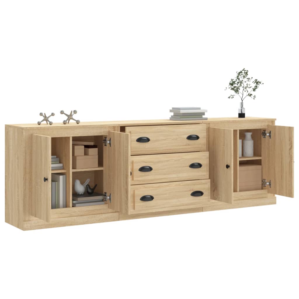 Thumbnail - vidaXL Sideboards 3 Stk. Sonoma-Eiche Holzwerkstoff