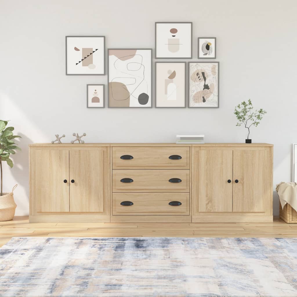 vidaXL Sideboards 3 Stk. Sonoma-Eiche Holzwerkstoff