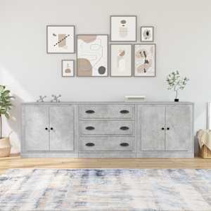 Komode 3 kosi betonsko sive inženirski les