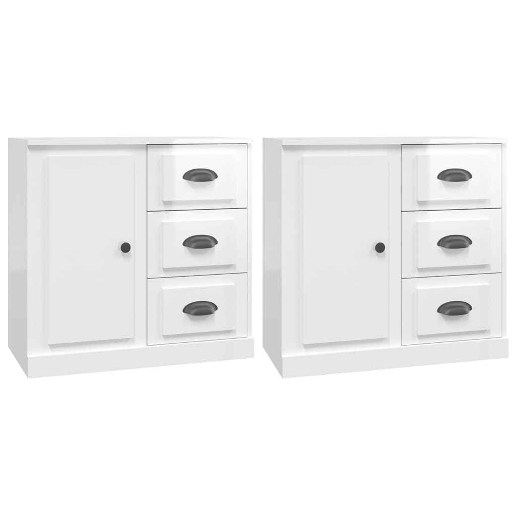vidaXL Sideboards 2 pcs High Gloss White Engineered Wood