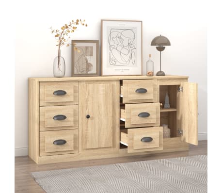 vidaXL Sideboards 2 Stk. Sonoma-Eiche Holzwerkstoff