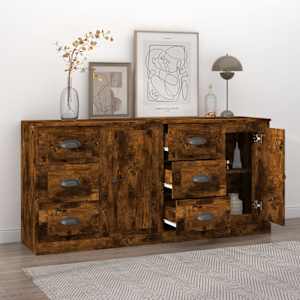 vidaXL Buffets 2 pcs ch&ecirc;ne fum&eacute; bois d'ing&eacute;nierie