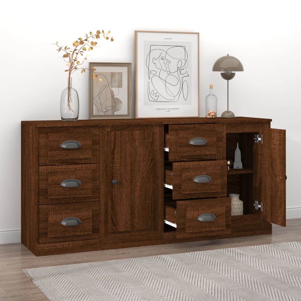 vidaXL Sideboards 2 pcs Brown Oak Engineered Wood