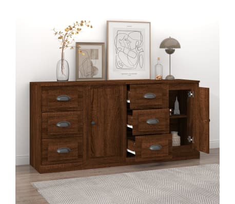 vidaXL Sideboards 2 pcs Brown Oak Engineered Wood