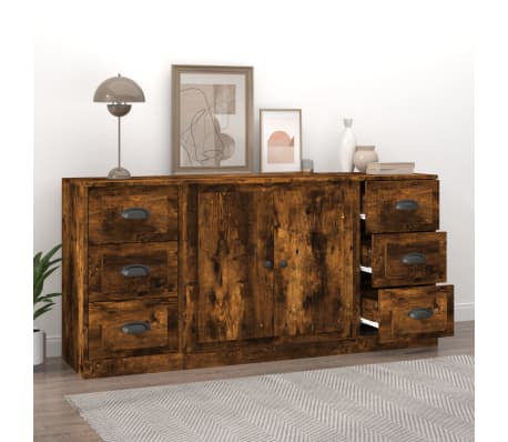 vidaXL Sideboards 3 pcs Smoked Oak Engineered Wood