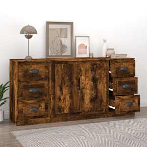 vidaXL Sideboards 3 pcs Smoked Oak Engineered Wood