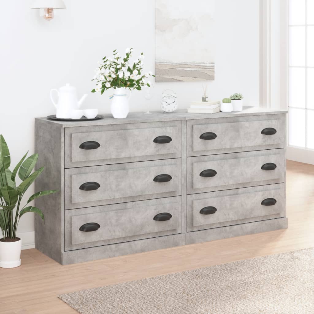 vidaXL Sideboards 2 Stk. Betongrau Holzwerkstoff