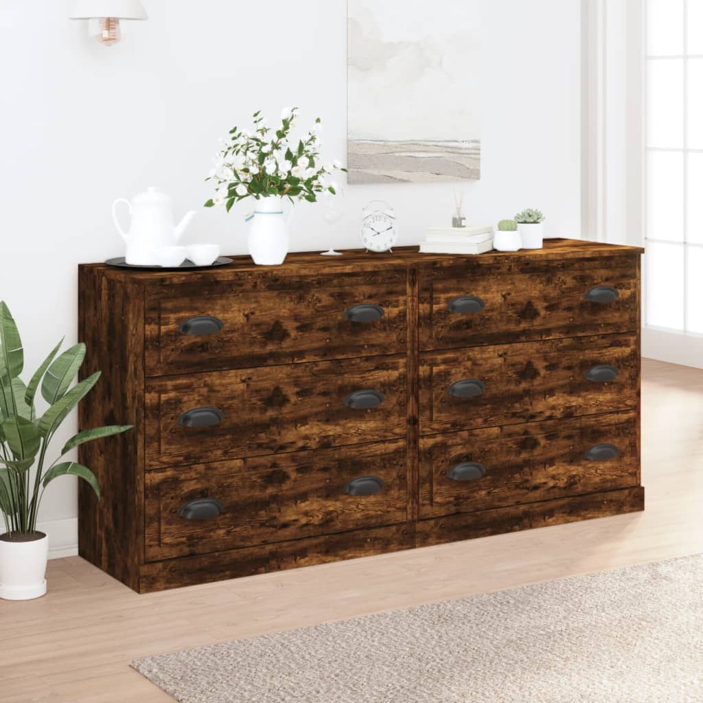 vidaXL Sideboards 2 Stk. Räuchereiche Holzwerkstoff