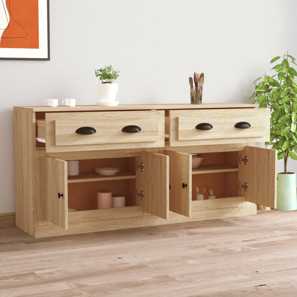 vidaXL Sideboards 2 Stk. Sonoma-Eiche Holzwerkstoff