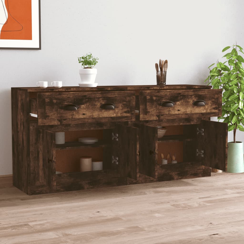 vidaXL Dressoirs 2 st bewerkt hout gerookt eikenkleurig