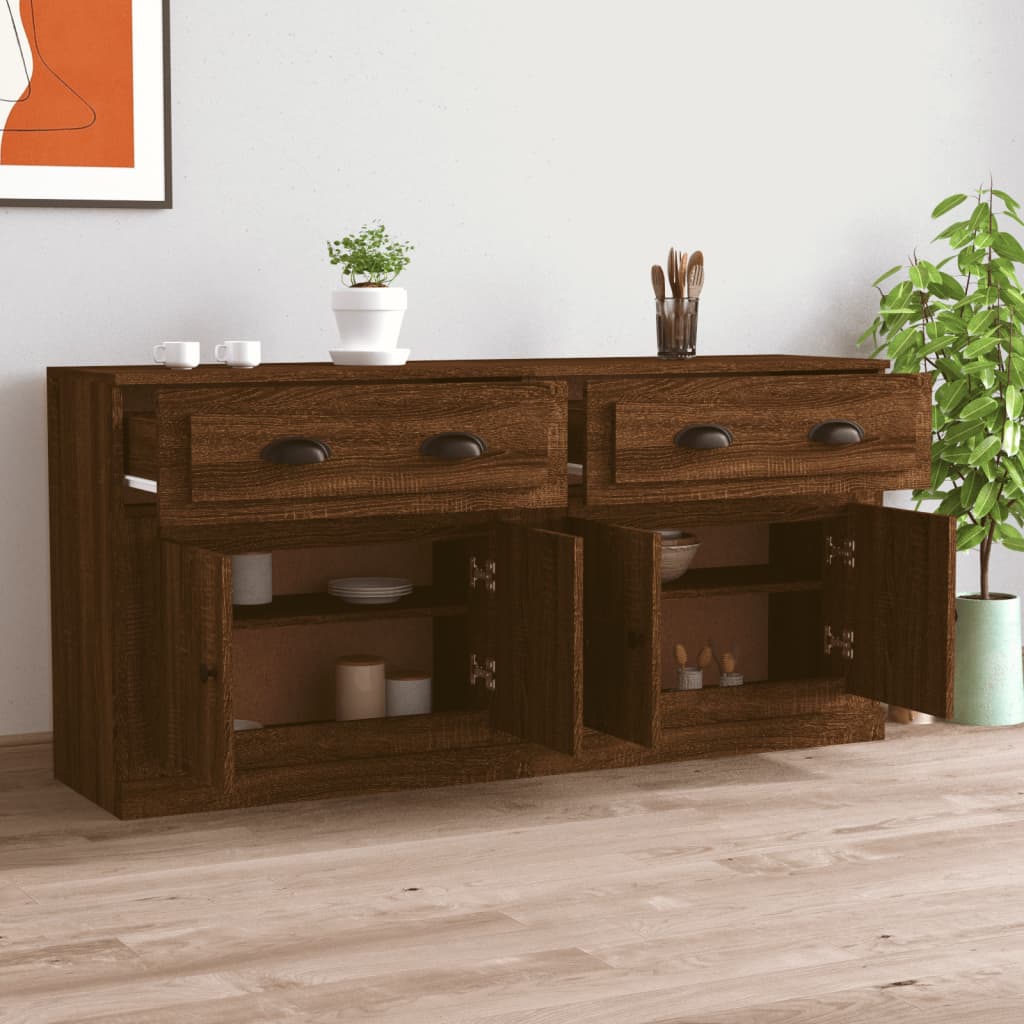 vidaXL Buffets 2 pcs chêne marron bois d'ingénierie