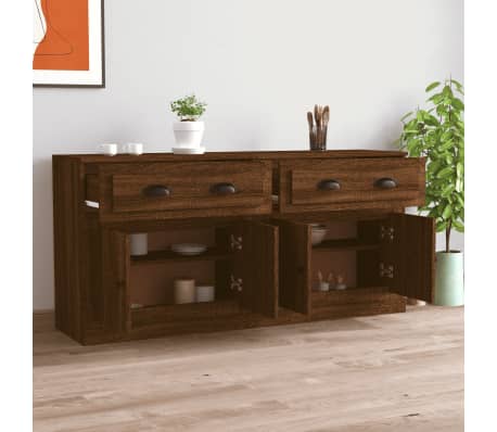 vidaXL Buffets 2 pcs chêne marron bois d'ingénierie