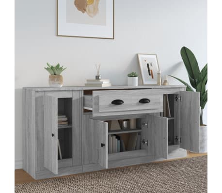 vidaXL Př&iacute;born&iacute;ky 3 ks &scaron;ed&eacute; sonoma kompozitn&iacute; dřevo