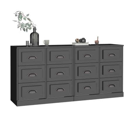 vidaXL &Scaron;oninės spintelės, 2vnt., juodos spalvos, apdirbta mediena