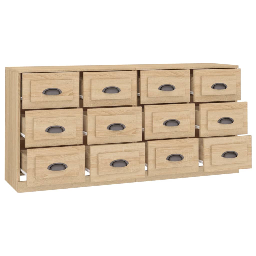 vidaXL Dressoirs 2 st bewerkt hout sonoma eikenkleurig, foto 2