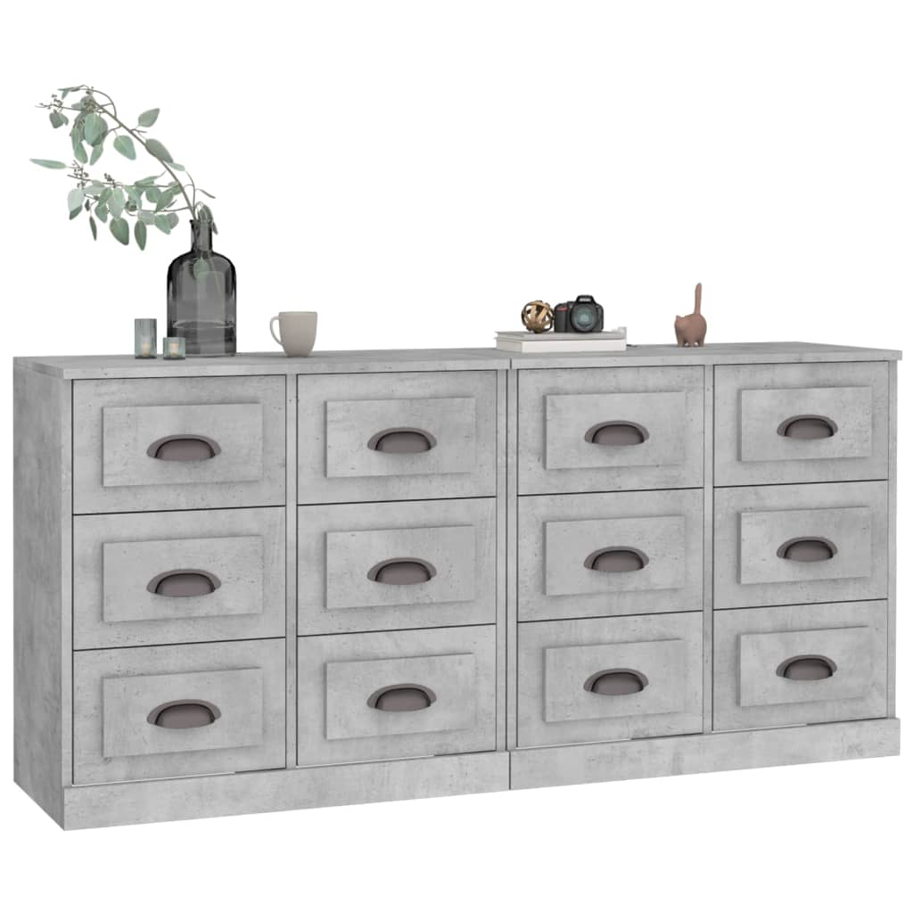 Thumbnail - vidaXL Sideboards 2 Stk. Betongrau Holzwerkstoff