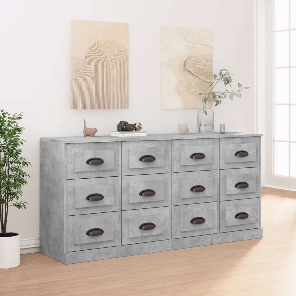 vidaXL Sideboards 2 Stk. Betongrau Holzwerkstoff