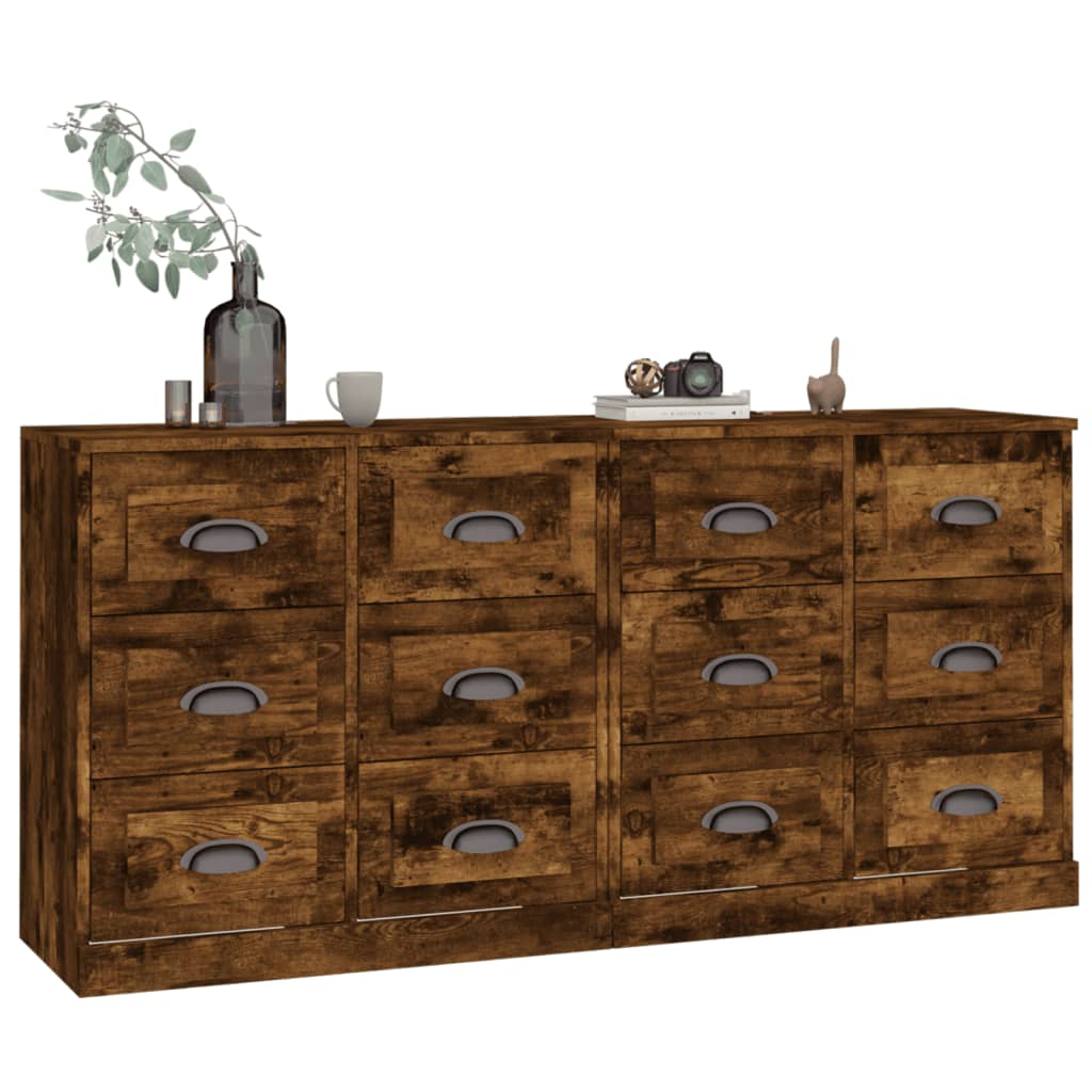 vidaXL Dressoirs 2 st bewerkt hout gerookt eikenkleurig