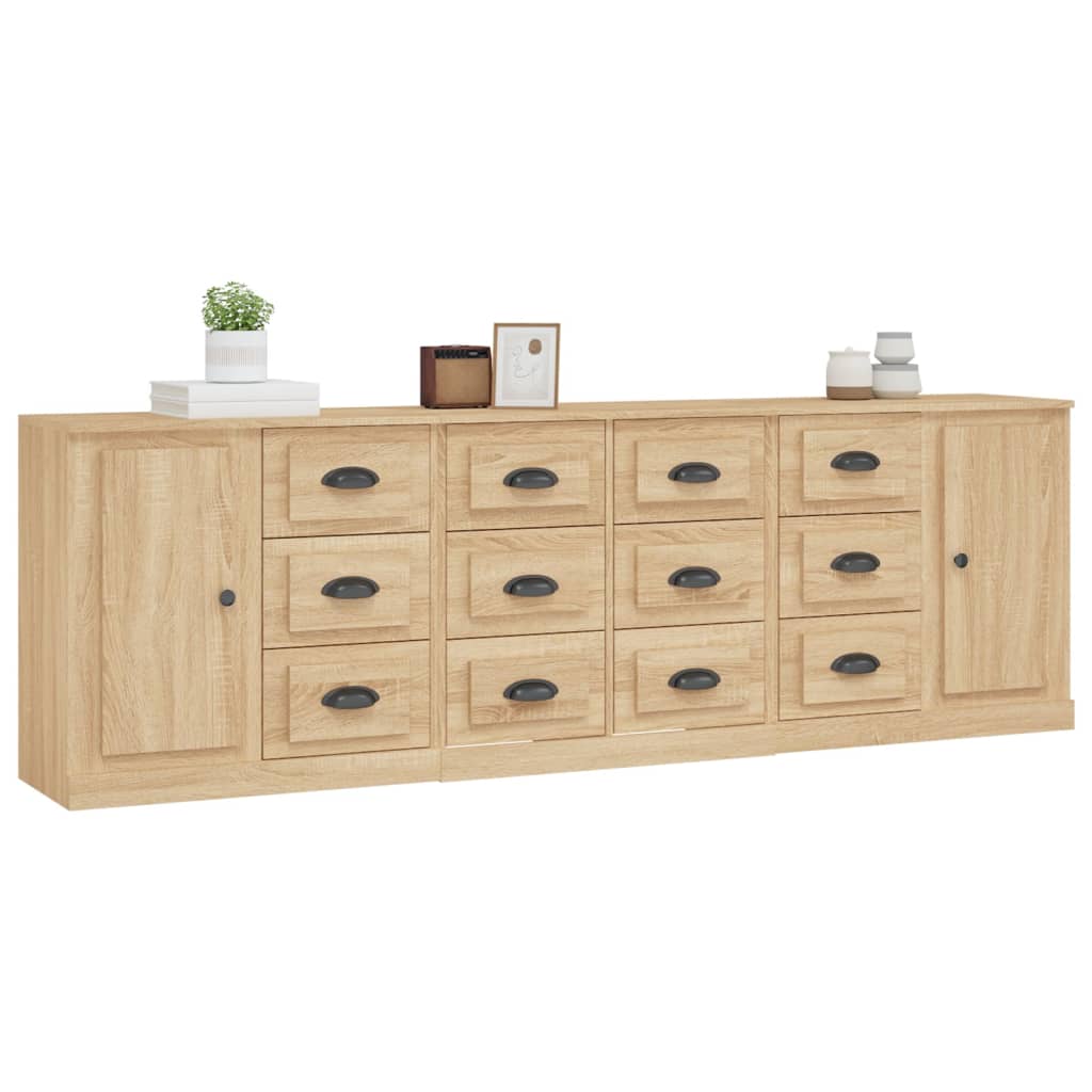 vidaXL Sideboards 3 Stk. Sonoma-Eiche Holzwerkstoff