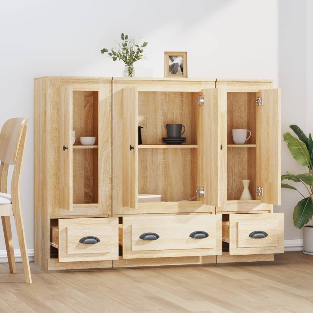 vidaXL Buffets 3 pcs chêne sonoma bois d'ingénierie