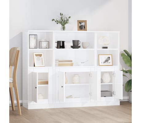 vidaXL Visoke komode 3 kom sjajni bijeli od konstruiranog drva