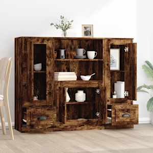 vidaXL Visoke komode 3 kom boja dimljenog hrasta od konstruiranog drva