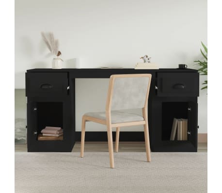 vidaXL Secret&aacute;ria com m&oacute;vel derivados de madeira preto