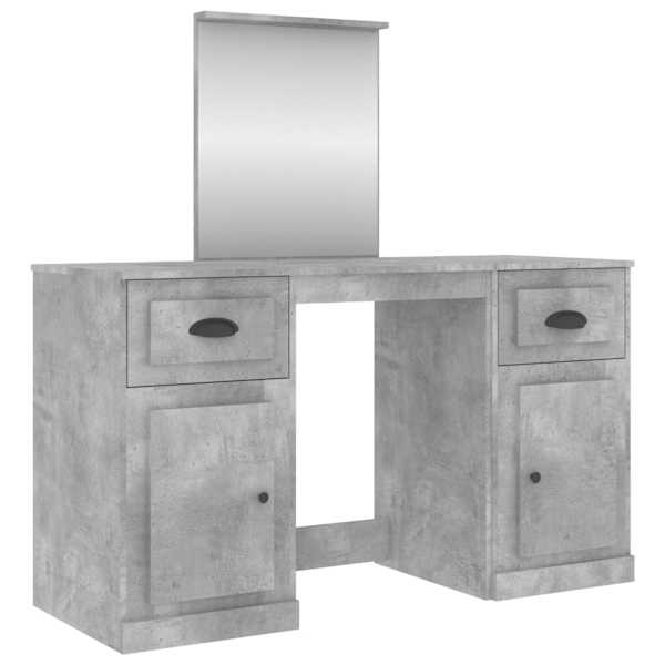 vidaXL peegliga tualettlaud, betoonhall, 130x50x132,5 cm