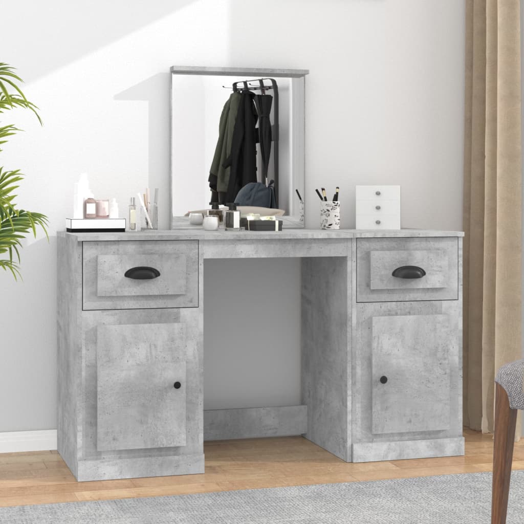 vida XL Schminktisch mit Spiegel Betongrau 130x 50x 132,5 cm