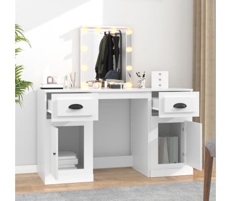 vidaXL Dressing Table with LED White 130x50x132.5 cm