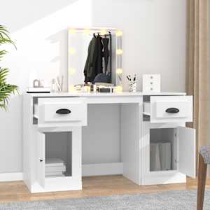 vidaXL Dressing Table with LED White 130x50x132.5 cm