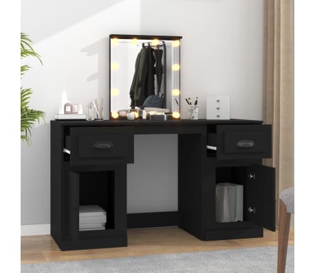 vidaXL Kosmetinis staliukas su LED, juodas, 130x50x132,5cm