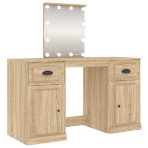 vidaXL tualettlaud LEDiga, Sonoma tamm, 130x50x132,5 cm
