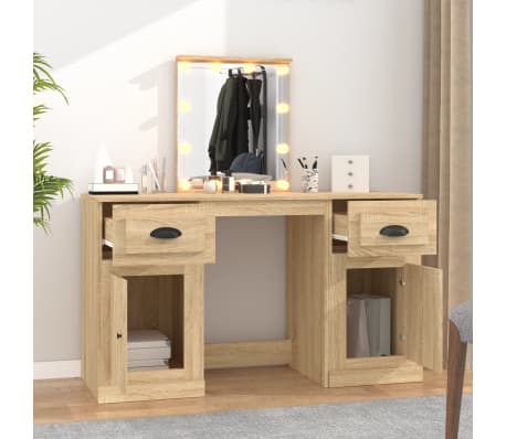 vidaXL Dressing Table with LED Sonoma Oak 130x50x132.5 cm