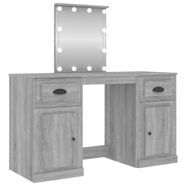 vidaXL tualettlaud LEDiga, hall Sonoma tamm, 130x50x132,5 cm