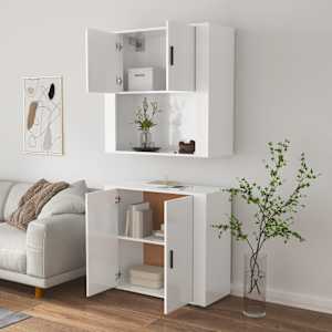 Skříň highboard bílá kompozitní dřevo - obrázek 5