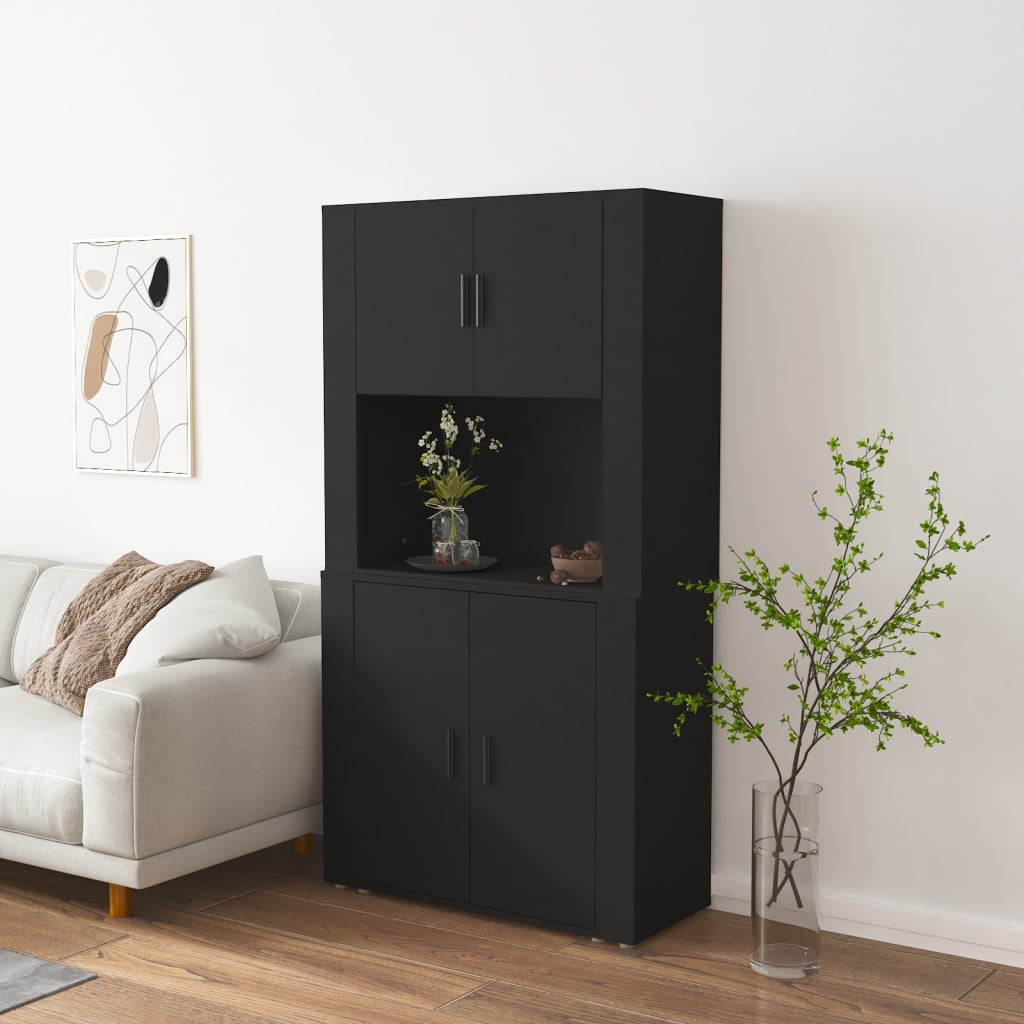 vidaXL Highboard Schwarz Holzwerkstoff