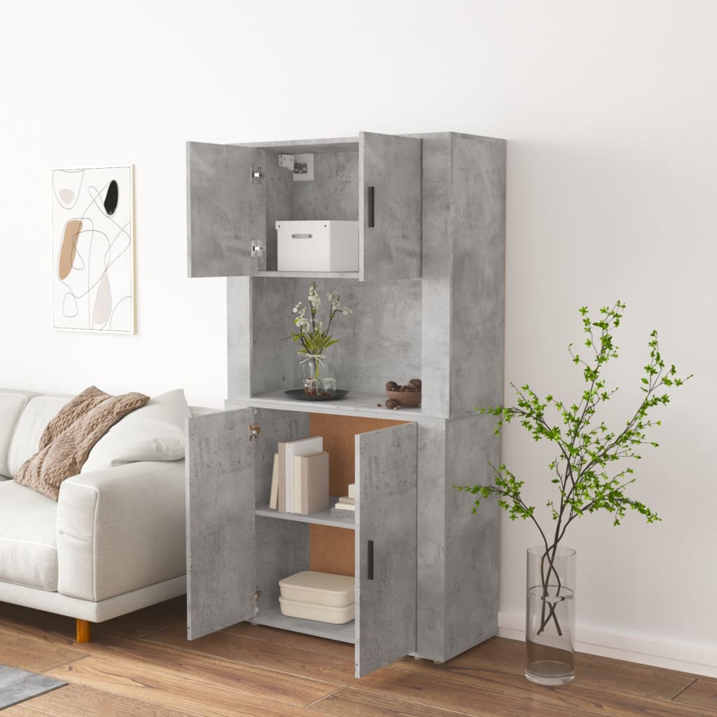 vidaXL Hoge kast bewerkt hout betongrijs afbeelding