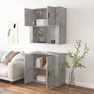 Skříň highboard betonově šedá kompozitní dřevo - obrázek 5