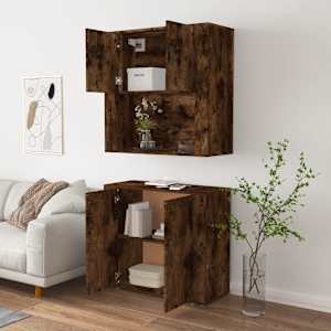 Skříň highboard kouřový dub kompozitní dřevo - obrázek 5