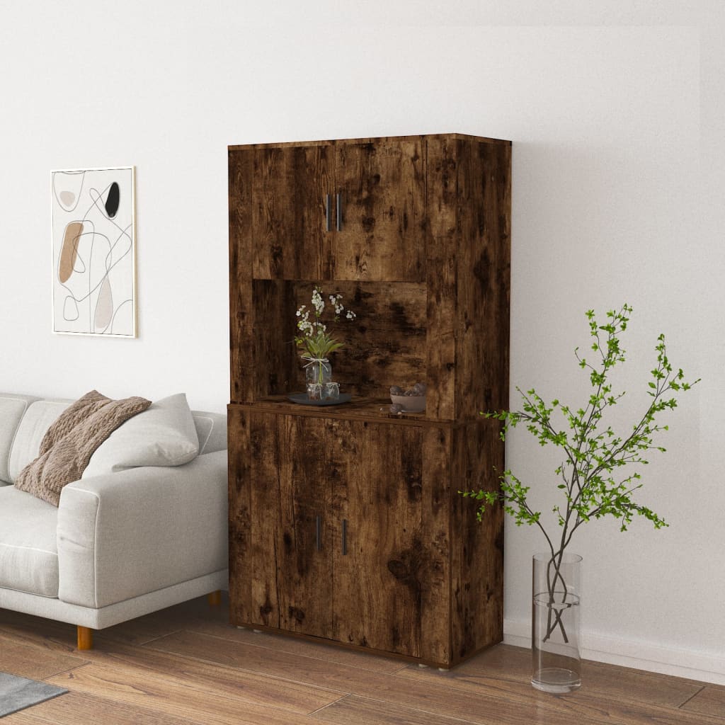 vidaXL Highboard Räuchereiche Holzwerkstoff