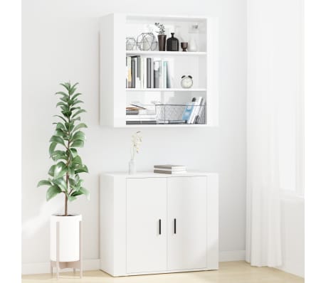 vidaXL magasf&eacute;nyű feh&eacute;r szerelt fa magasszekr&eacute;ny