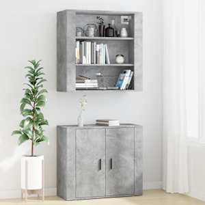 Skříň highboard betonově šedá kompozitní dřevo - obrázek 3
