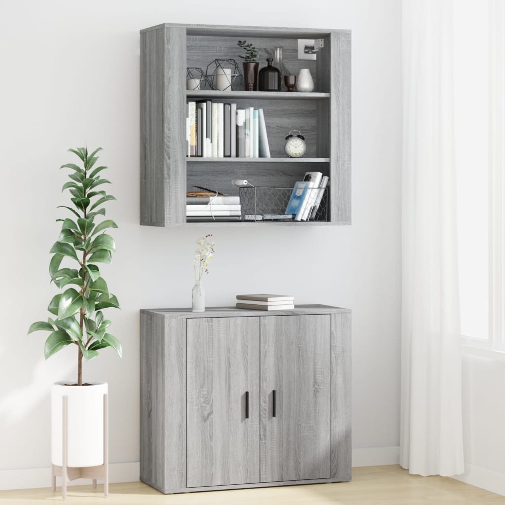 vidaXL Hoge kast bewerkt hout grijs sonoma eikenkleurig afbeelding