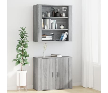 vidaXL Hoge kast bewerkt hout grijs sonoma eikenkleurig