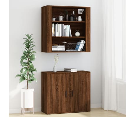 vidaXL Hoge kast bewerkt hout bruin eikenkleur