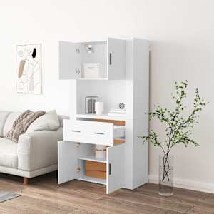Skříň highboard bílá kompozitní dřevo - obrázek 3