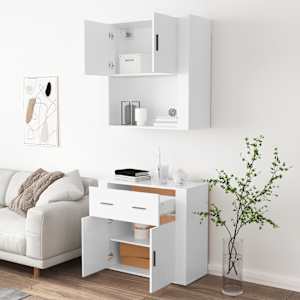 Skříň highboard bílá kompozitní dřevo - obrázek 5