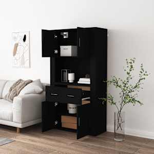 Skříň highboard černá kompozitní dřevo - obrázek 3